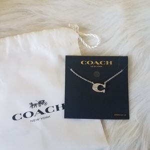 Nwt Coach Pave Signature C Necklace